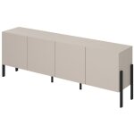 Buffet salma 4 portes push - to - open ? beige & noir mat, 204�70�40 cm