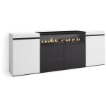 Skraut home - buffet salon et cuisine, meuble de rangement, commode, 200x75x35cm, 4 portes, chemine ...