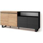 Buffet salon et cuisine, meuble de rangement, commode, 200x87x35cm, 4 portes, design industriel, style ...