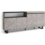 Buffet salon et cuisine, meuble de rangement, commode, 200x87x35cm, 4 portes, design industriel, style ...