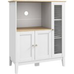 Homcom - buffet style classique chic - 3 portes 3 tagres niche petit lectromnager - blanc aspect ...