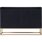 Buffet noir, armoire avec 2 tagres rglables et 4 portes, pour cusine, salon et chambre, 120x30x80 ...