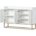 Buffet blanc, armoire avec 2 tagres rglables et 4 portes, pour cusine, salon et chambre, 120x30x80 ...