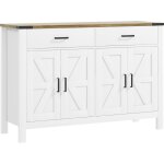 Homcom - buffet style rural chic 4 portes faades croisillons 2 tagres 2 tiroirs - dim. 120 x 39, 3 ...