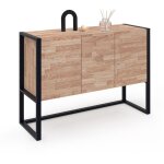 Idmarket - buffet surlev 110 cm ottawa 3 portes bois et noir design industriel