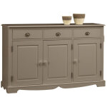 Buffet taupe style anglais 3 portes 3 tiroirs 4 niches l 146. 6 h 89. 6 p 42. 5 cm
