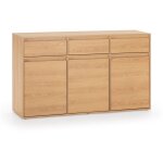 Buffet tori 3 portes 3 tiroirs, coloris chne, 140 cm