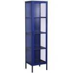 Buffet. vaisselier acier et verre tremp� 1 porte 160cm bleu - arkansas