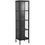 Buffet. vaisselier acier et verre tremp� 1 porte 160cm noir - arkansas