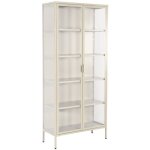 Buffet. vaisselier acier et verre tremp� 2 portes 180cm beige - arkansas