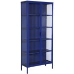 Buffet. vaisselier acier et verre tremp� 2 portes 180cm bleu - arkansas