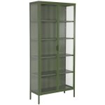 Buffet. vaisselier acier et verre tremp� 2 portes 180cm vert - arkansas