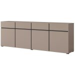 Meublorama - buffet xl coloris beige et noir 225cm collection havana. bahut design avec 4 portes et 4 ...