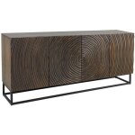 Buffet zenwood 180 cm ? bois massif sculpt� cercles concentriques ? 4 portes