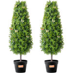 Buis artificiel topiaire, 36 pouces de haut (2 pieces), faux arbres topiaires, fausse plante verte avec ...