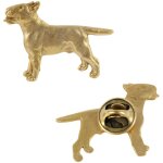 Bull terrier, bull terrier i - broche plaqu�e or, d�coration �l�gante avec chien, broche unique par art ...