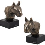 Bull terrier, bull terrier ii - statuette de chien, buste sur socle en pierre, sculpture, trophée pour ... Bull terrier, bull terrier ii - statuette de chien, buste sur socle en pierre, sculpture, trophée pour ...