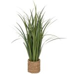 Plante artificielle bouquet de lin dans un pot en fibres naturelles h 91 cm - atmosphera