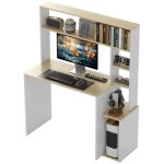 Bureaux 113 x 45 x 75 (cm) - table ordinateur avec �tag�res ouvertes - support cpu - structure acier ...
