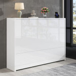 Bureau 115x27x93 cm pliable 2 en 1 panneau de particules avec roulettes blanc laqu�