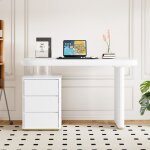 Bureau 117x50x74 cm - forme nuage design franais - 3 tiroirs - laqu blanc intgral - structure renforce ...