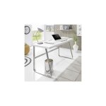 M&s - bureau 140x60x75 cm dcor blanc mat et chrom