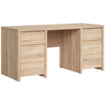 Bureau avec 2 portes et 2 tiroirs, coloris ch�ne sonoma - longueur 160 x largeur 65 x hauteur 77 cm