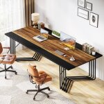 Tribesigns - bureau 200 cm pour 2 personnes avec structure gomtrique solide en mtal - table de runion ...