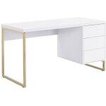 Pascal morabito - bureau avec 3 tiroirs - mdf laqu et mtal - blanc et dor - timfia ii de