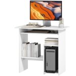 Bureau, 80 x 45 cm, table de bureau avec tablette clavier, compartiments ouverts et rangements, panneau ...