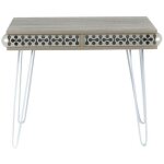 Bureau 96x75h avec pieds en mtal blanc et plateau couleur chne - ilia