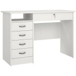 Bureau amor, 3 tiroirs, structure en bois m�lamin�, 48, 5x109, 3x75, 6h cm blanc