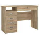 Bureau amor, 4 tiroirs, structure en bois m�lamin�, 48. 5x109. 3x75. 6h cm ch�ne marron