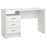 Bureau andre, 3 tiroirs, structure en bois m�lamin�, 48, 1x120, 1x72, 6h cm blanc