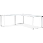 M&s - bureau d'angle 200x100x74 cm en verre et mtal blanc - akbo