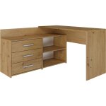 Bureau d'angle 3 tiroirs bois chne 120x50x76 cm
