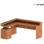 Bureau d'angle avec 3 tiroirs et plateau sur�lev� new selina a - s plus - ch�ne