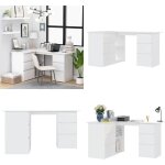 Vidaxl - bureau d'angle blanc 145x100x76 cm bois d'ingénierie - bureau d'angle - bureau blanc - bureau ... Vidaxl - bureau d'angle blanc 145x100x76 cm bois d'ingénierie - bureau d'angle - bureau blanc - bureau ...