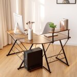 Bureau d'angle en forme l dtachable avec support pour moniteur compartiment de rangement 147x112x79cm ...