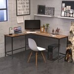 Design in - bureau d'angle grand l en bois et m�tal - 168x125x74 cm - marron cw20503