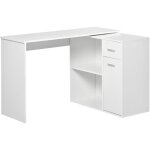 Bureau d'angle - homcom - rotatif - biblioth�que, tiroir, placard, poste de travail - panneau de particules ...