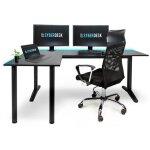 Syberdesk - bureau d'angle de jeu v2 led, 197 x 132 cm, table de jeu rgb en forme de l, hub usb, gestion ...