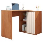 Beaux meubles pas chers - bureau d'angle miel et blanc armoirette 1 porte 3 niches l 139. 9 h 75 p 45. ...