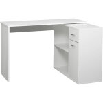 Bureau d'angle pivotant 180�, meuble informatique avec �tag�re, tiroir et rangement, espace de travail ...
