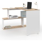 Idmarket - bureau d'angle rotatif 180 joy tagre forme s bois faon htre et blanc