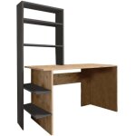 Bureau bibliothque bois mlamin chne - gris fonc 120x55x150 cm