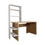 Bureau bibliothque bois mlamin chne - blanc 120x55x150 cm