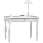 Bureau blanc 2 tiroirs style anglais pieds tourn�es l 100 h 74. 3 p 56. 4 cm