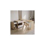 Temahome boutique officielle - bureau - buffet modulable 159x48x76 cm dcor chne clair et blanc