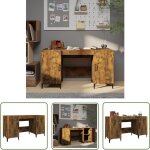 The living store - bureau chne fum 140x50x75 cm bois d'ingnierie - bureau en bois - bureau industriel ...